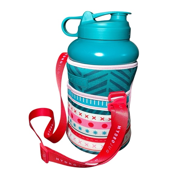 HydroJug Christmas Holiday Sleeve Green‎ Water Jug And Green Straw - Picture 2 of 6